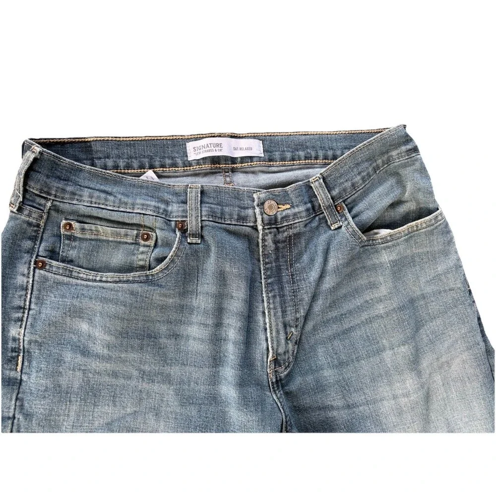 Levi Strauss Signature Jeans Mens 34x34 Relaxed Fit Straight Fit Blue Faded